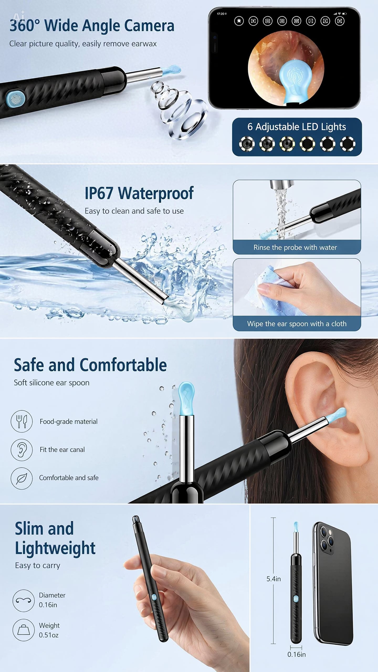 Wireless Smart Ear Cleaner Camera – HD Visual Ear Wax Removal Tool | Rechargeable & Easy to Use