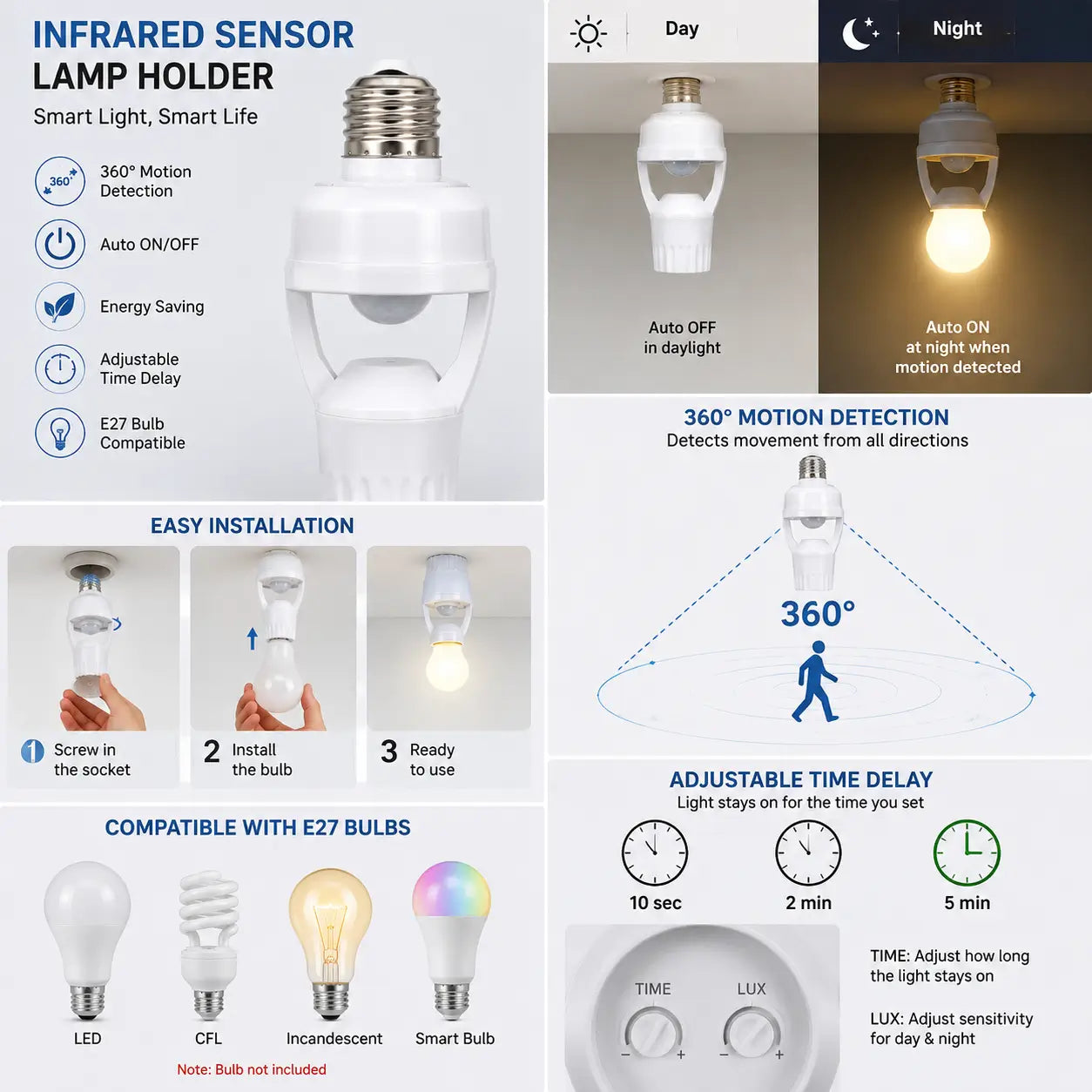 Motion Sensor led light Holder